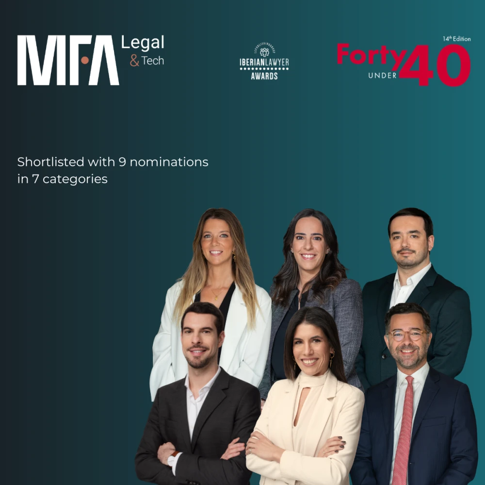 MFA Legal & Tech shortlisted nos Forty under 40 de 2026 da Iberian Lawyer, com 9 nomeações em 7 categorias
